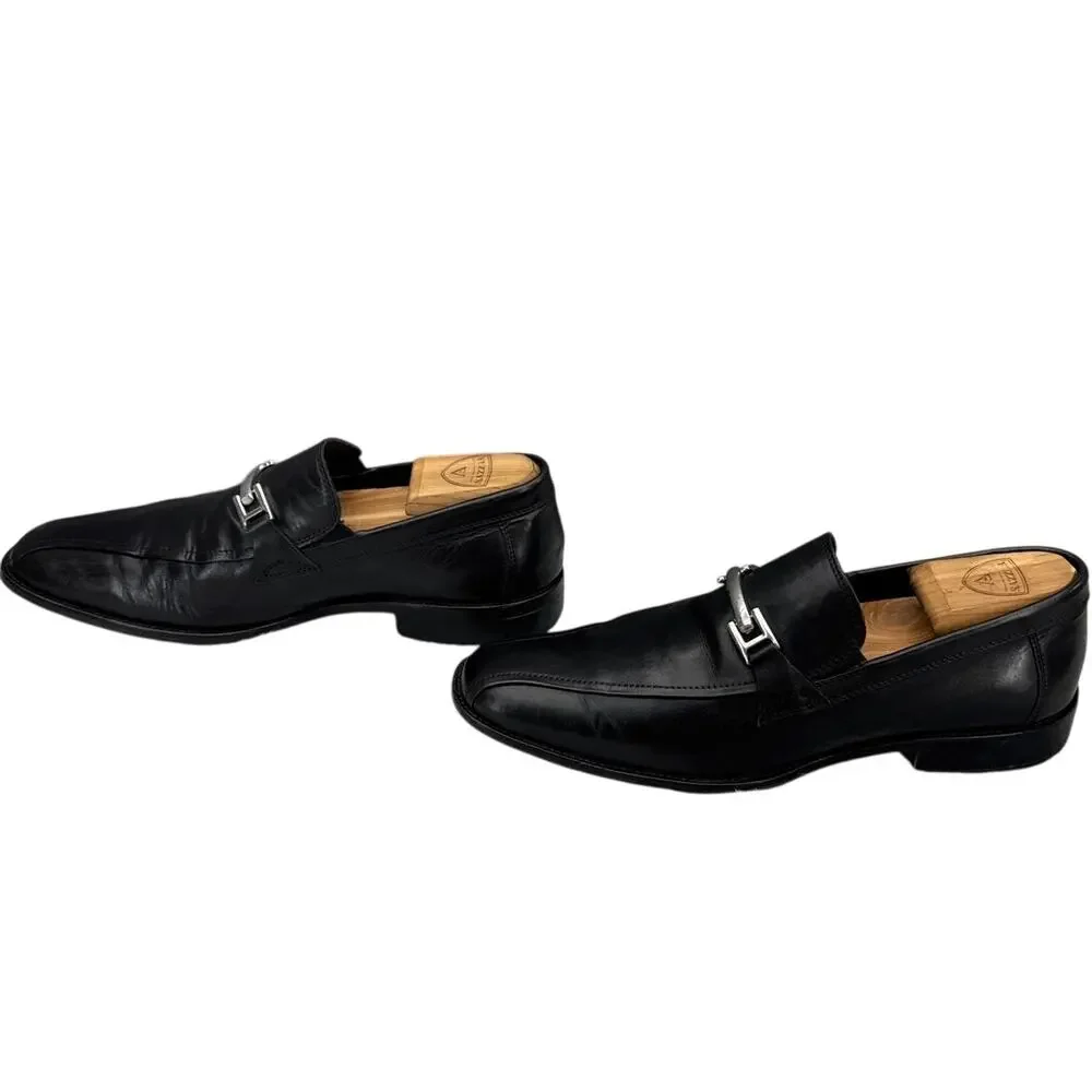 Johnston & Murphy Black Leather Horsebit Almond Toe Slip On Dressy Loafer Men 9